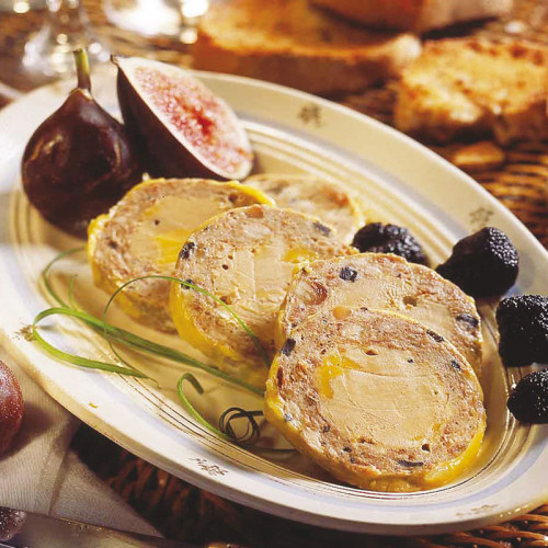 La Terrine d’Aiguillettes de Canard et au Foie de Canard 10%, aux Cèpes Parfumés au Jus de Truffes Noires 1%