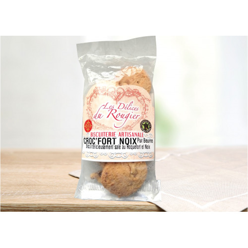 Les Croc'fort biscuits salés Roquefort et Noix - 70g - CAT