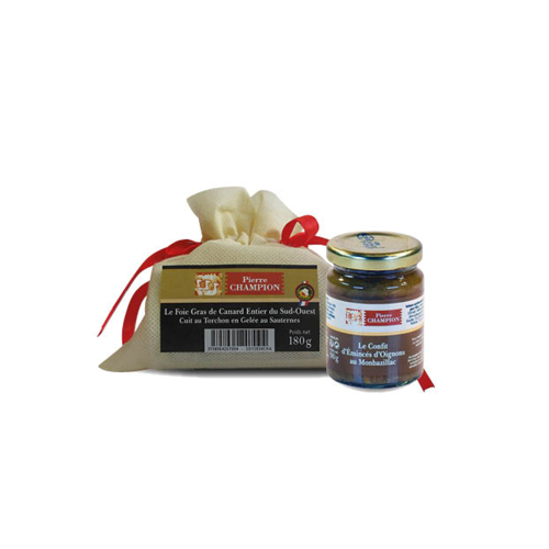 Le Foie Gras de Canard Entier du Sud-Ouest Cuit au Torchon en Gelée au Sauternes+Le Confit d'Oignons au Monbazillac-270g-PAQUES