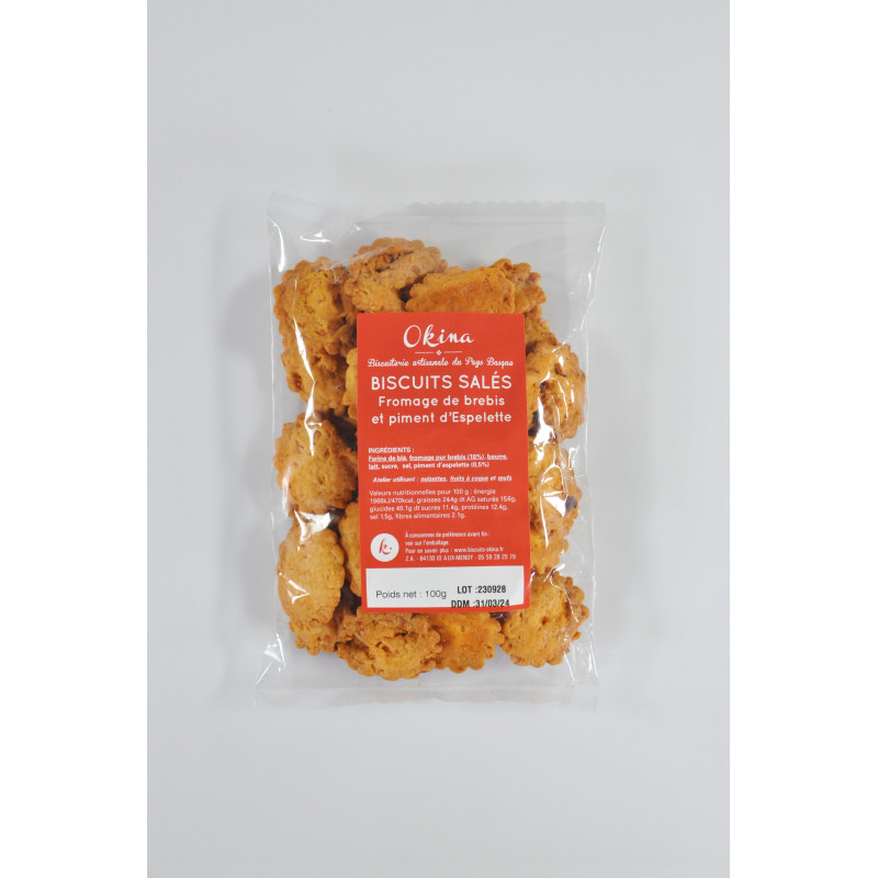 Les Biscuit salés Brebis Piment d'espelette - 100g