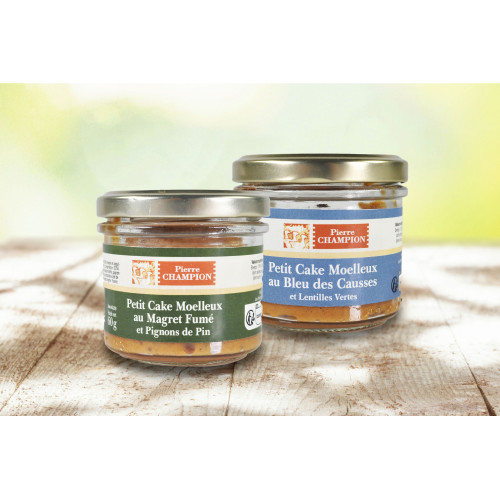 Le Cake Moelleux au Magret de Canard et Pignons de Pin + Le Cake au Bleu des Causses et Lentilles, 2x60g - WFI