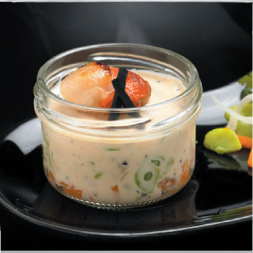 Les 2 Minis Cassolettes de Saint-Jacques, Brunoise de Légumes, Sauce au Jus de Truffe Noire 3% et 1 %, 2x90g - DESTNOV