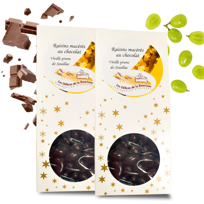 Les Raisins à La Vieille Prune de Souillac enrobés de Chocolat - 100g