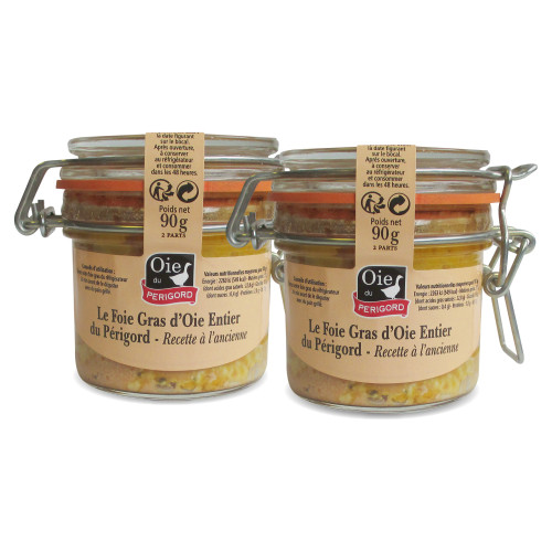Le Lot de 2 "Foies Gras d'Oie Entier du Périgord à l'Ancienne" - 2x90g