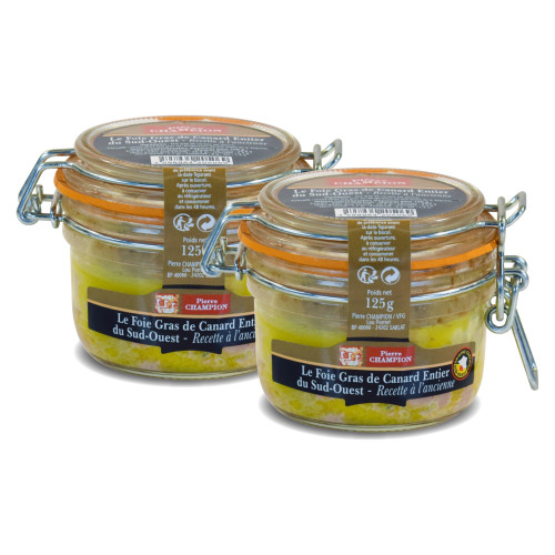 Le Lot de 2 "Foies Gras de Canard Entier du Sud Ouest "Recette à l’Ancienne"", 2x 125g - WFQ
