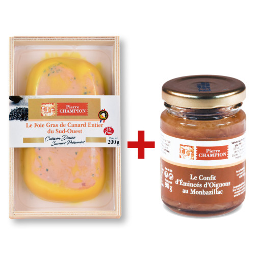 Le Foie Gras de Canard Entier du Sud-Ouest, 200 g + Le Confit d’Émincés d’Oignons au Monbazillac 90 g - WFQ