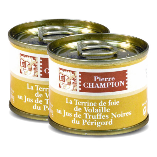 Le Lot de 2 "La Terrine de Foie de Volaille au Jus de Truffes Noires du Périgord", 2x 65g - WFT