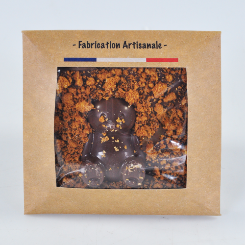 Le Carré Chocolat au Lait au Coeur Ourson avec éclats de Spéculoos, 40g - CAT