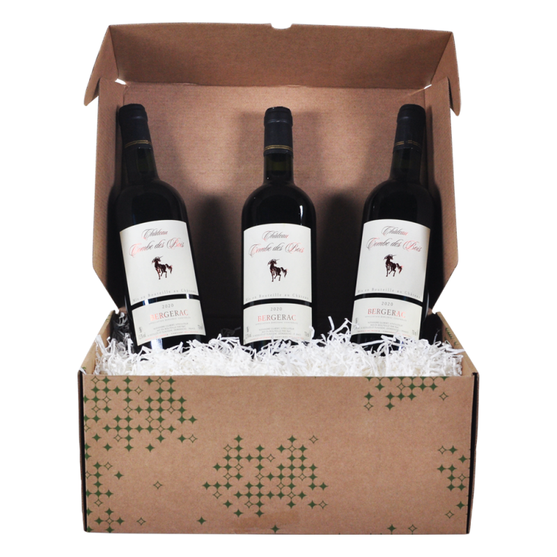 Le Lot de 3 "Bouteille de Bergerac, Château Combes des Bois", 3x 75cl - CAT