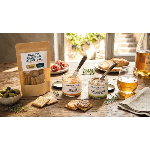 LOT DE 2 RILLETTES ET BISCUITS APÉRITIFS, 220G - WFI