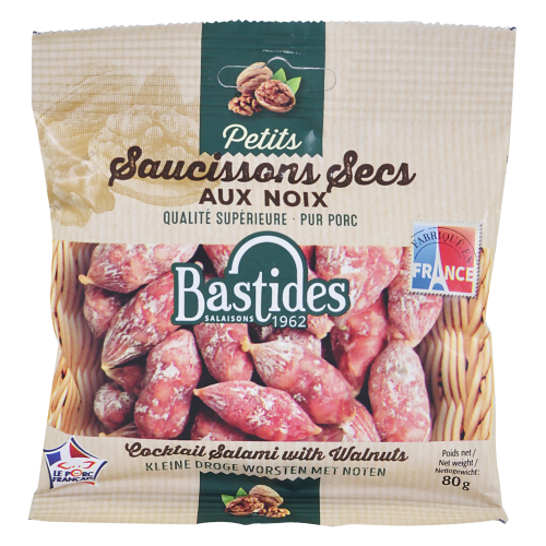 Petits Saucissons Secs aux Noix, sachet 80 g - ETE1
