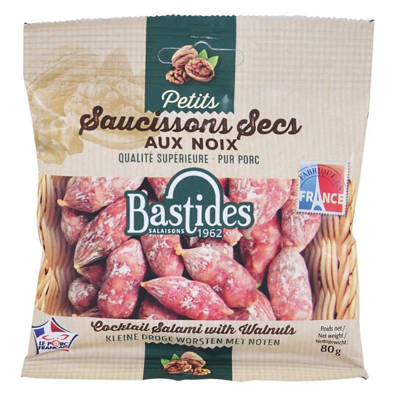 Petits Saucissons Secs aux Noix, sachet 80 g - ETE1