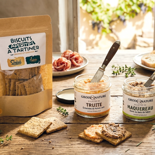 LOT DE 2 RILLETTES ET BISCUITS APÉRITIFS, 220G - RENT