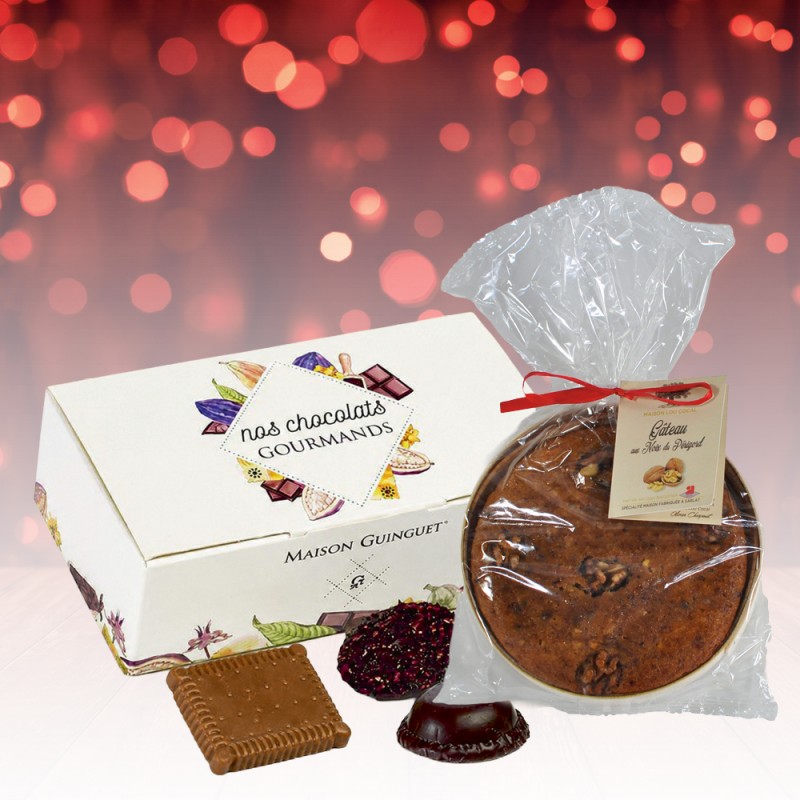 Le Ballotin d’Assortiment de Chocolats 200 g + Le Gâteau Traditionnel aux Noix du Périgord